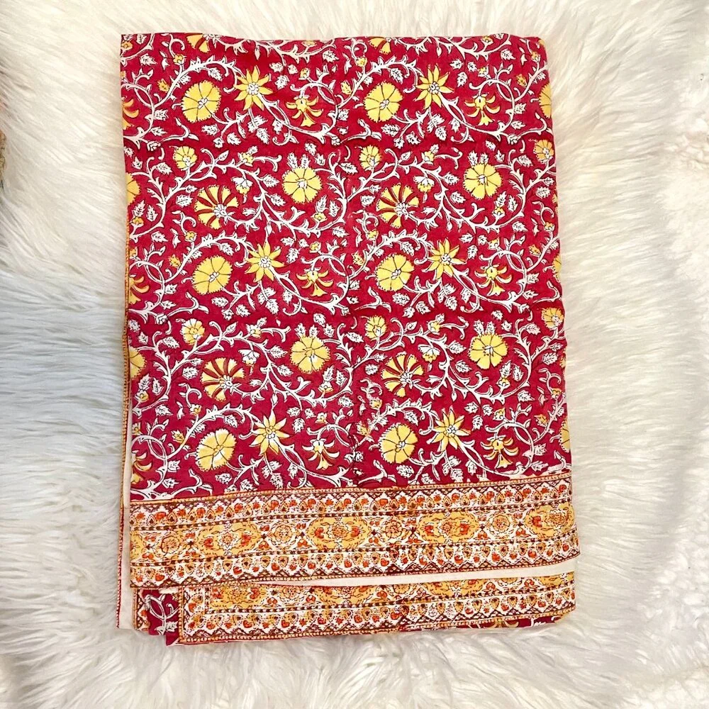 Pottery Barn Hand Blocked Cotton Tablecloth